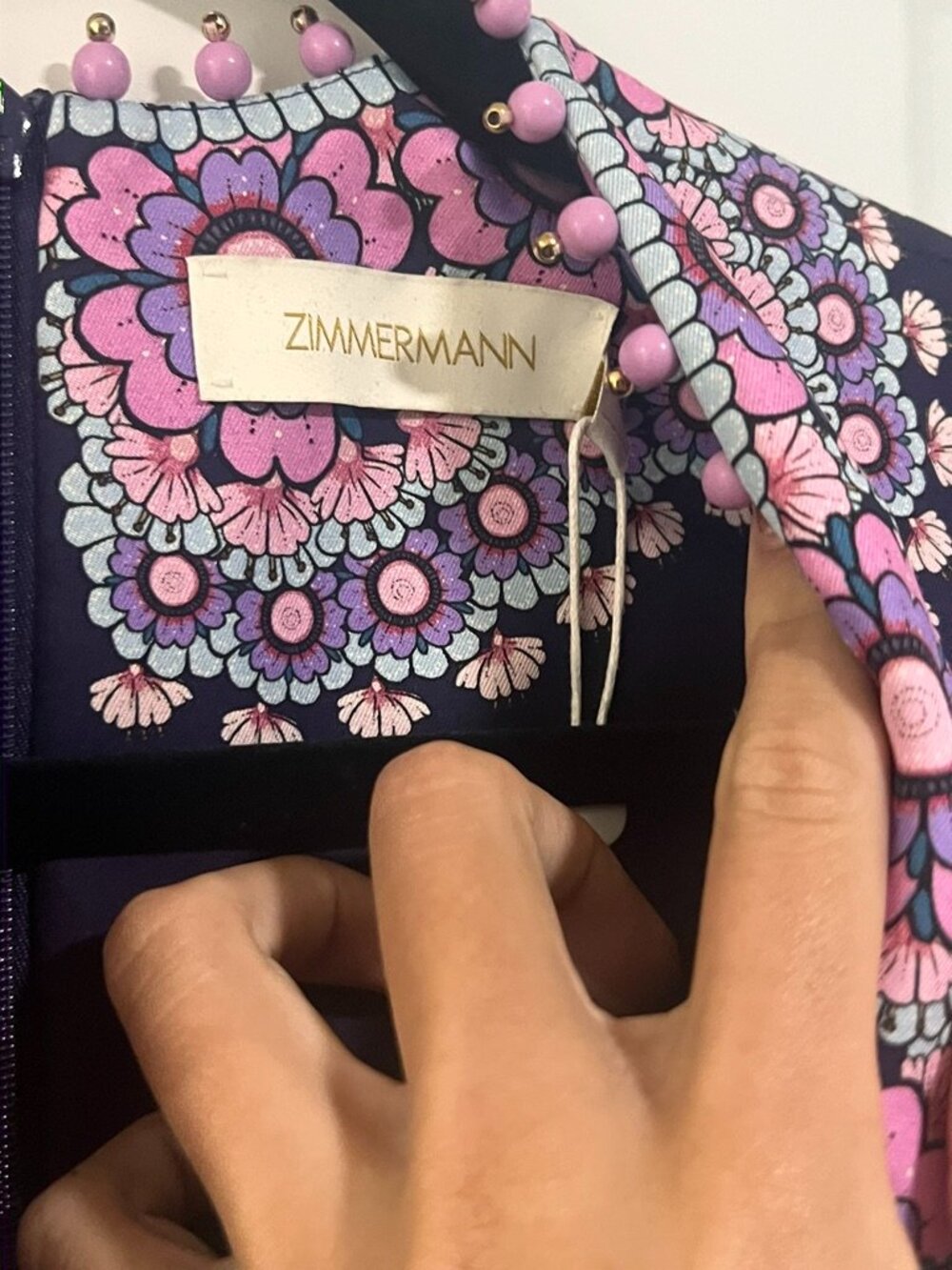 Zimmermann Dark Purple Dress with Pink Floral Design - Picture 6 of 13